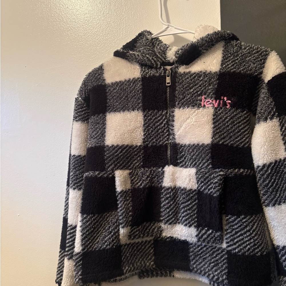 Levi's Black and White Checkered Fleece Hoodie